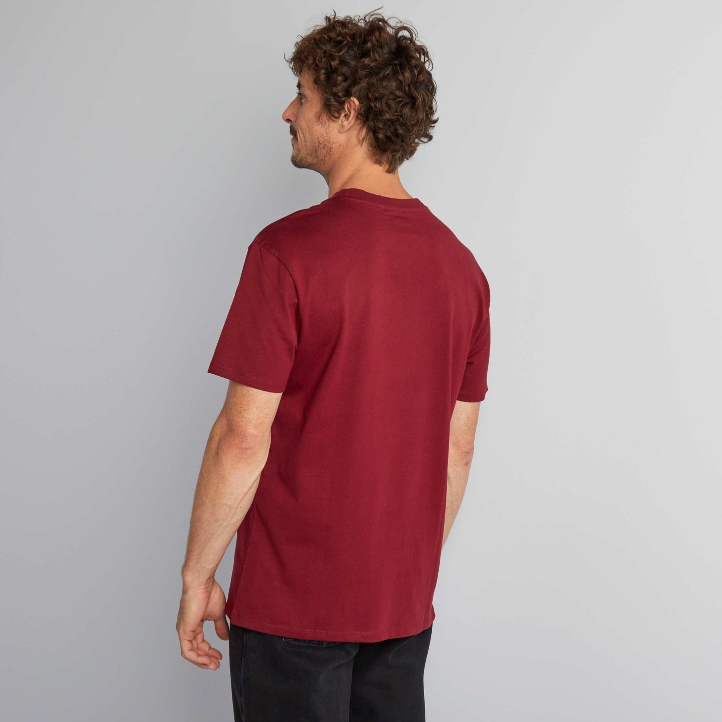 Round-neck cotton T-shirt RED