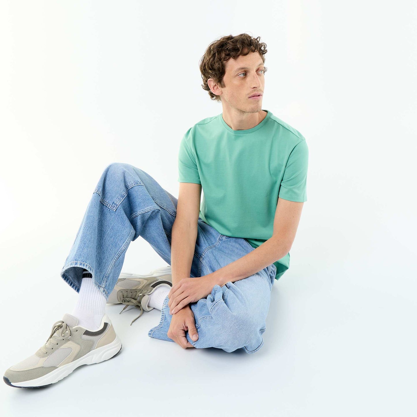 Round-neck cotton T-shirt GREEN