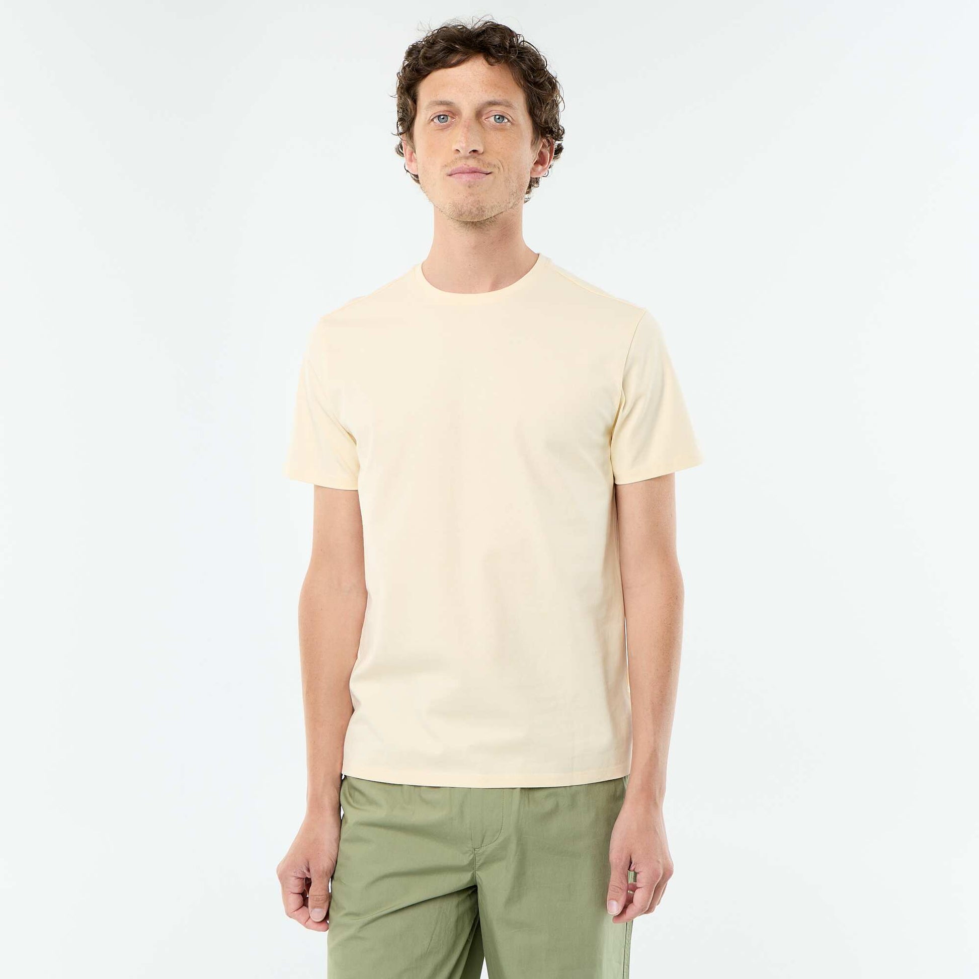 Round-neck cotton T-shirt YELLOW