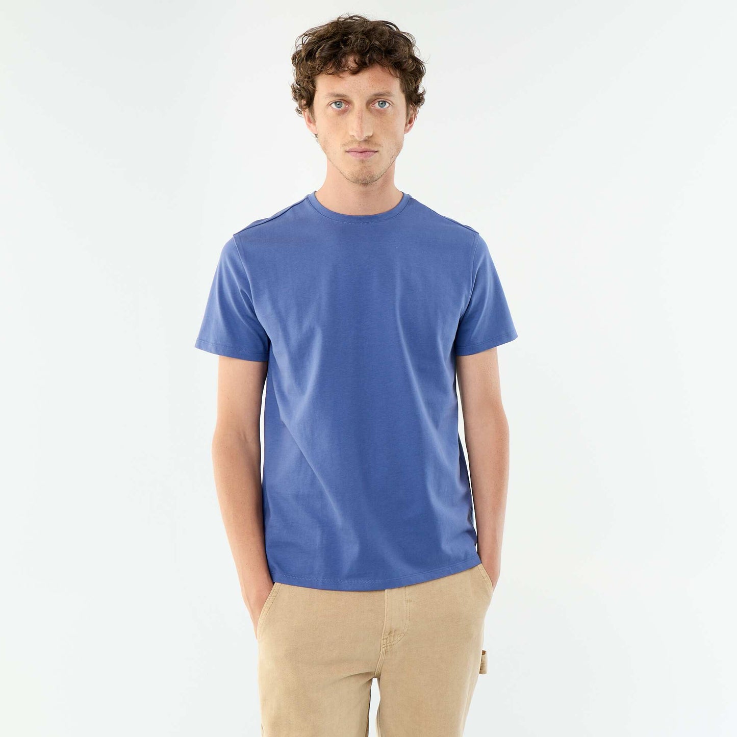 Round-neck cotton T-shirt BLUE