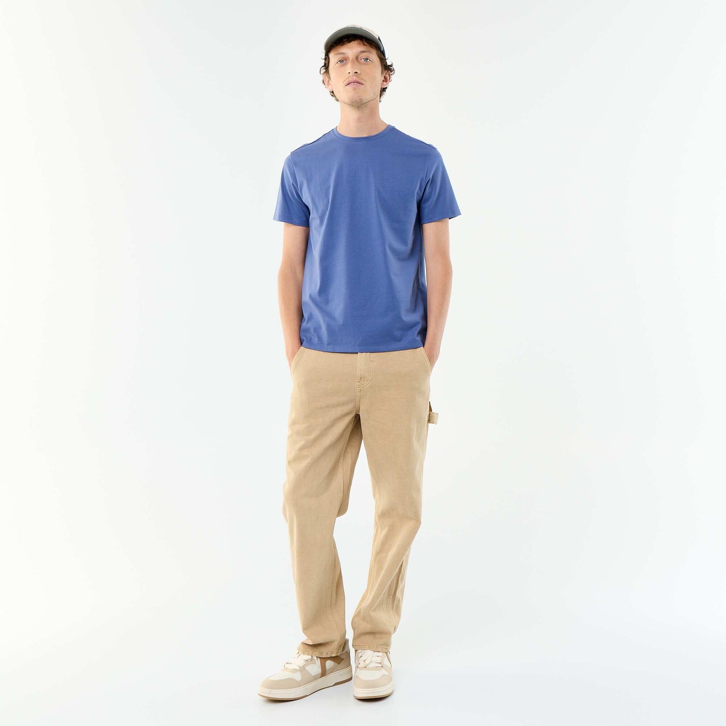 Round-neck cotton T-shirt BLUE