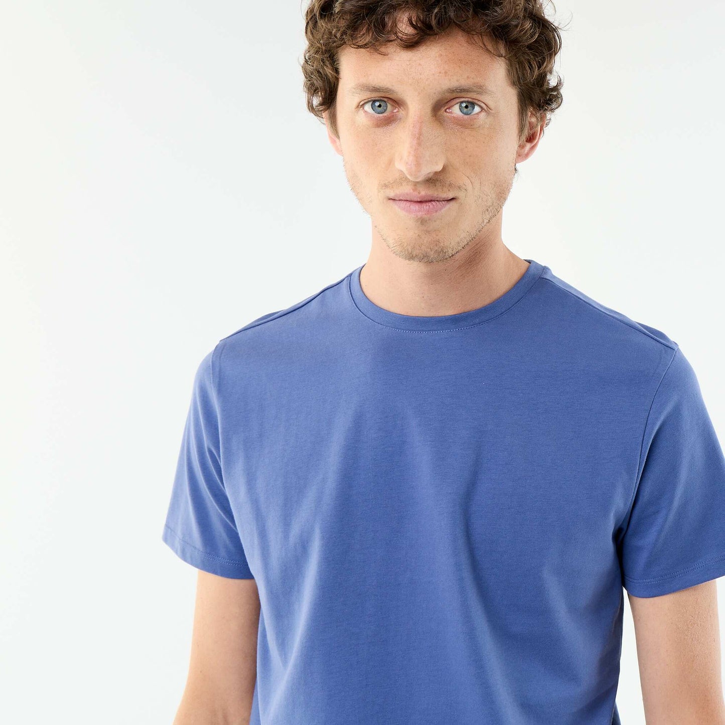 Round-neck cotton T-shirt BLUE