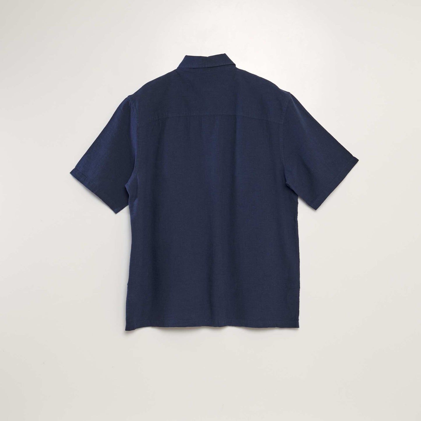 Short-sleeved shirt with linen BLACK