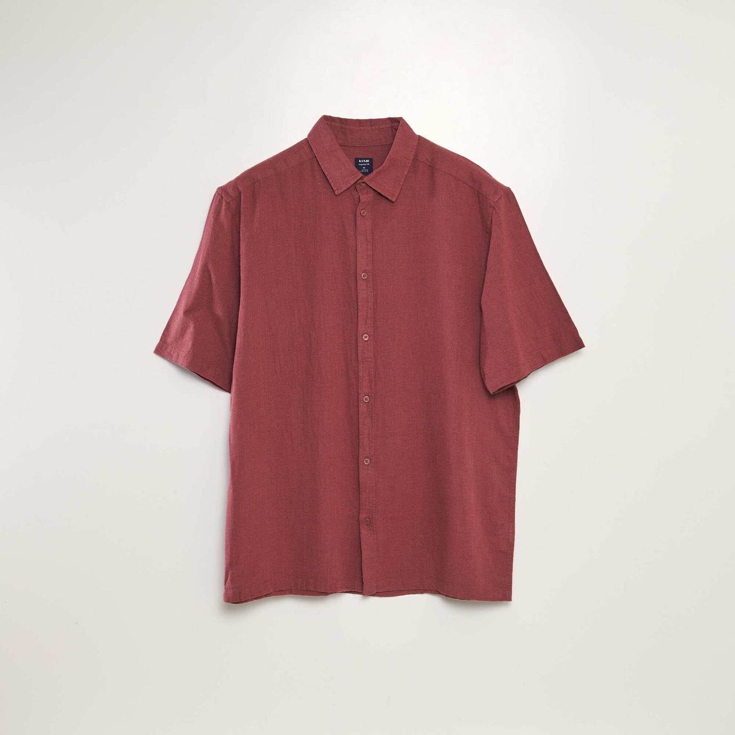 Short-sleeved shirt with linen RED