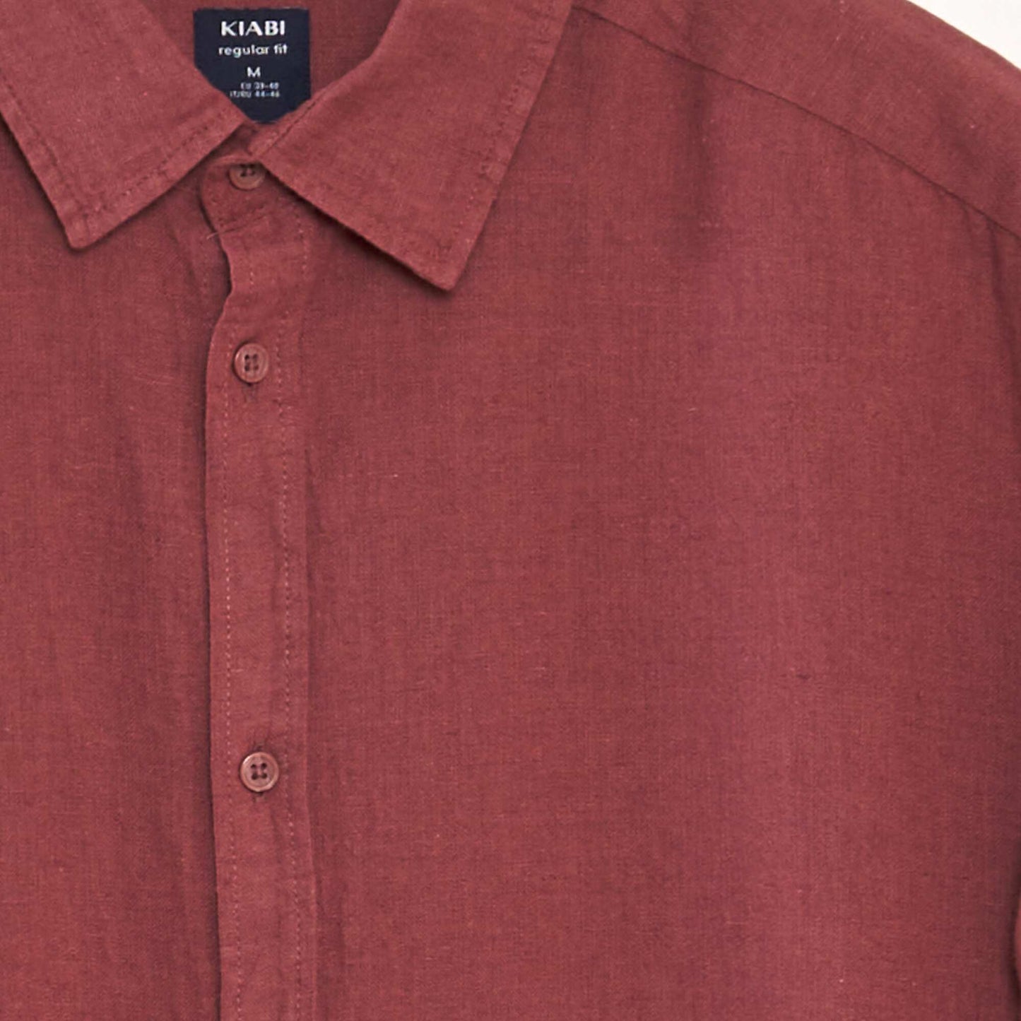 Short-sleeved shirt with linen RED