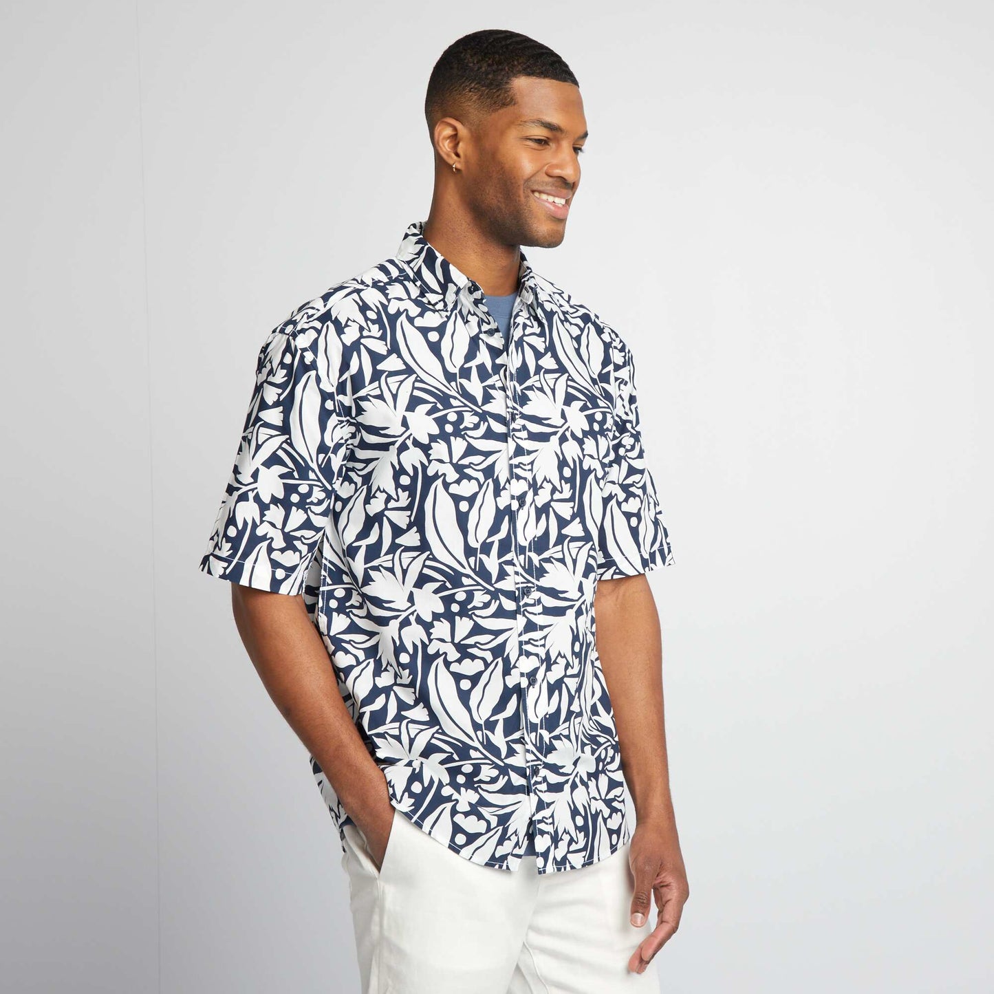 Short-sleeved printed shirt BLUE