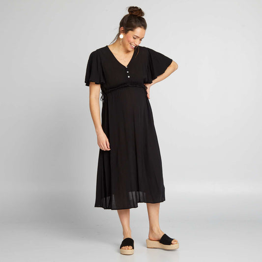 Long maternity dress black