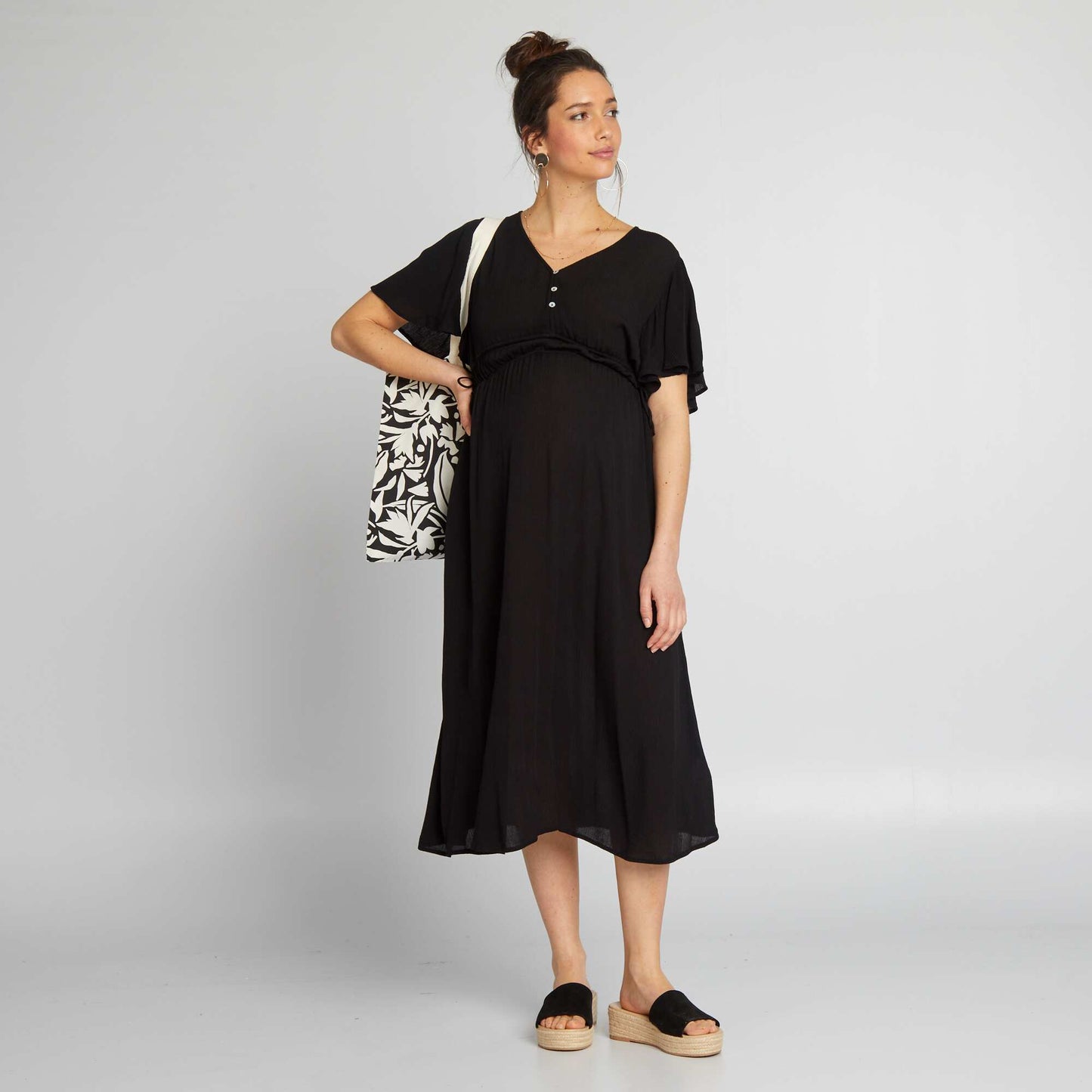 Long maternity dress black