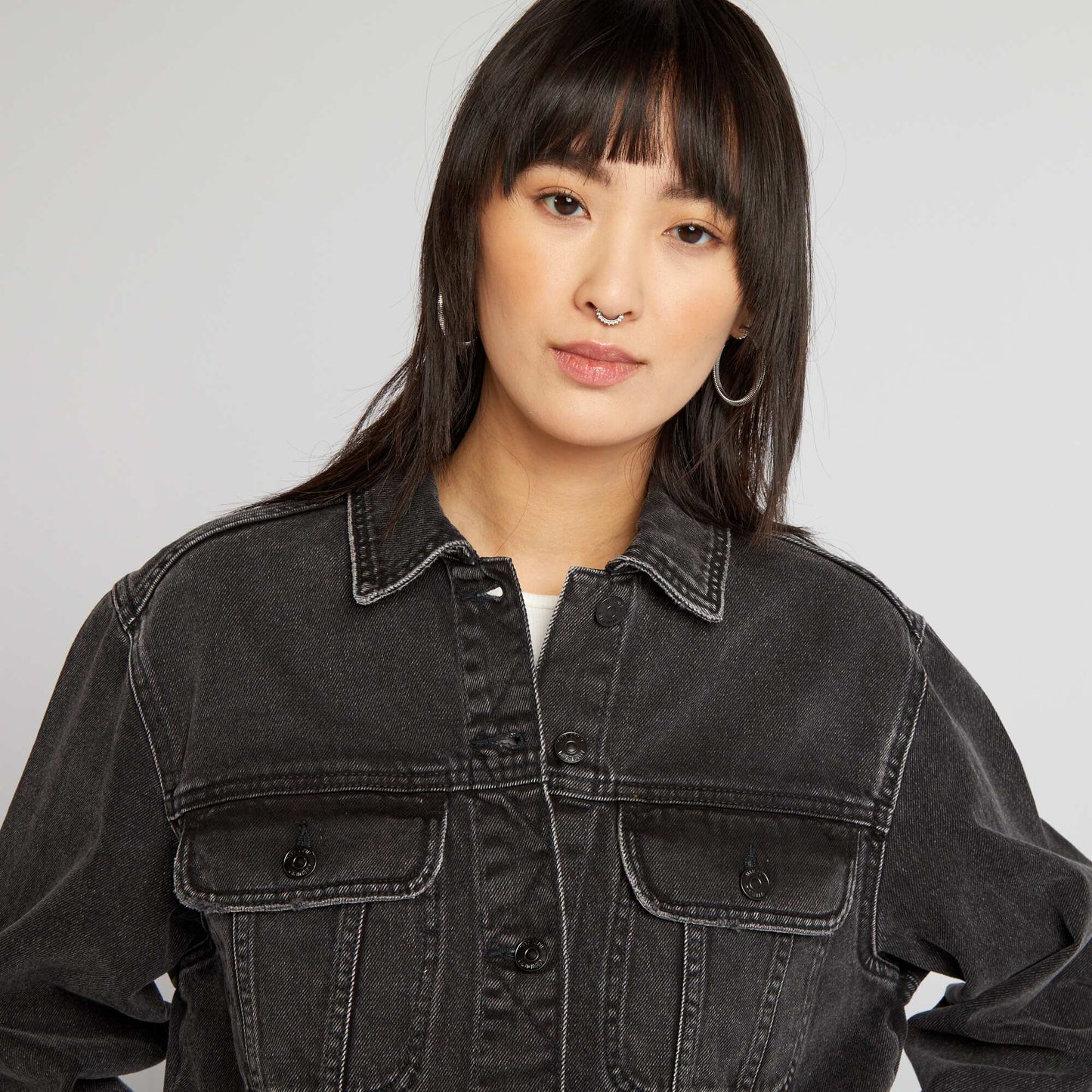 Cropped denim jacket BLACK