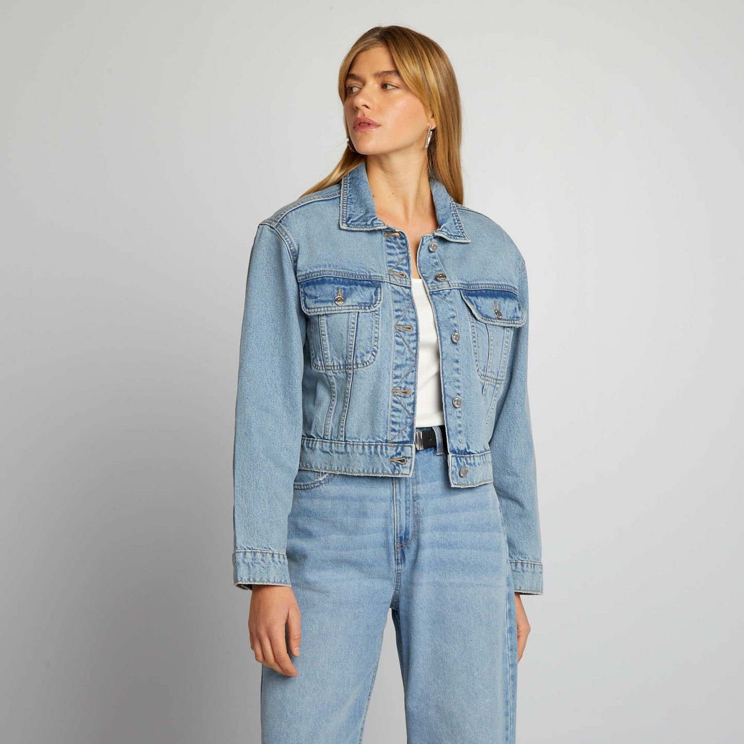 Cropped denim jacket BLUE