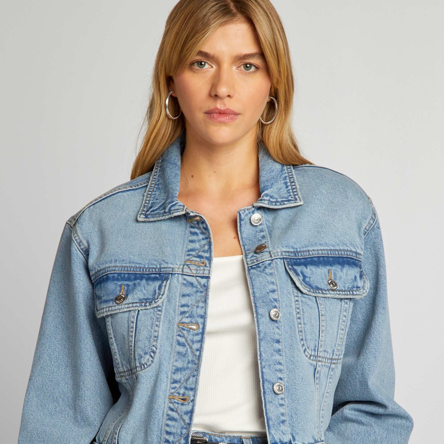 Cropped denim jacket BLUE