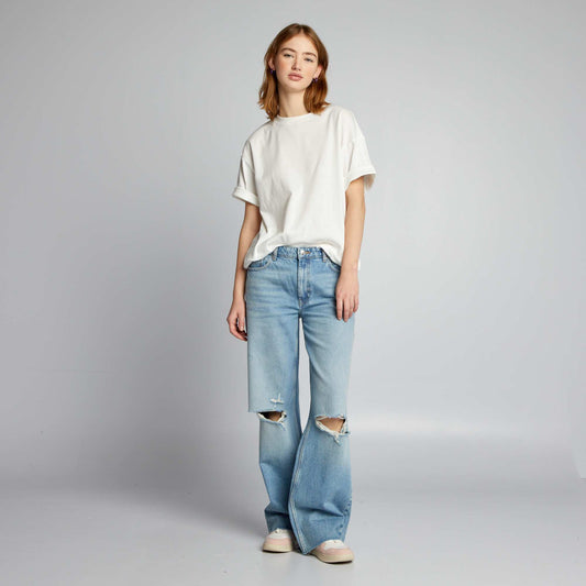 Distressed wide-leg jeans BLUE