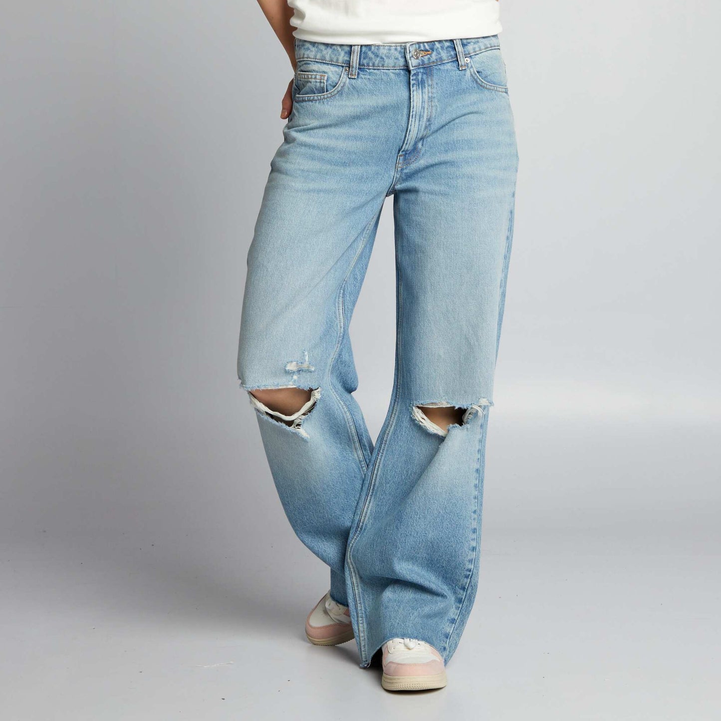 Distressed wide-leg jeans BLUE