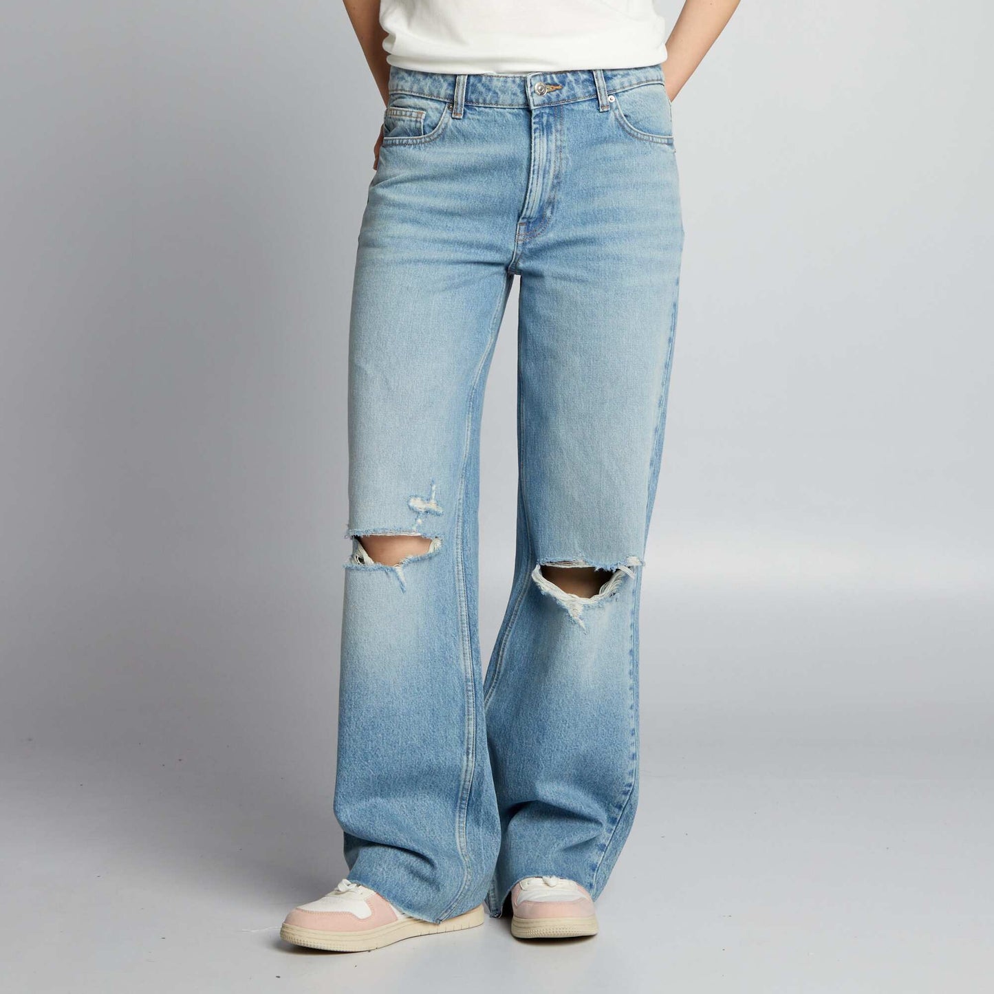 Distressed wide-leg jeans BLUE