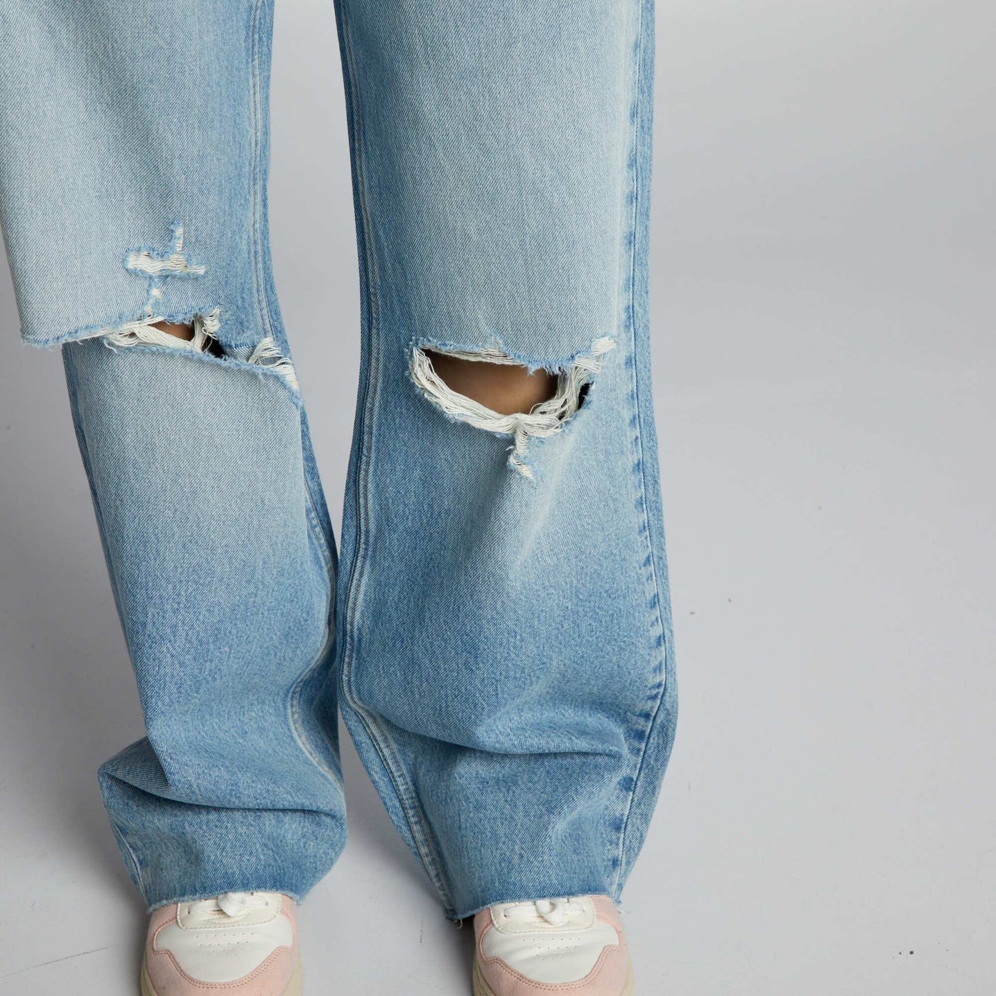 Distressed wide-leg jeans BLUE