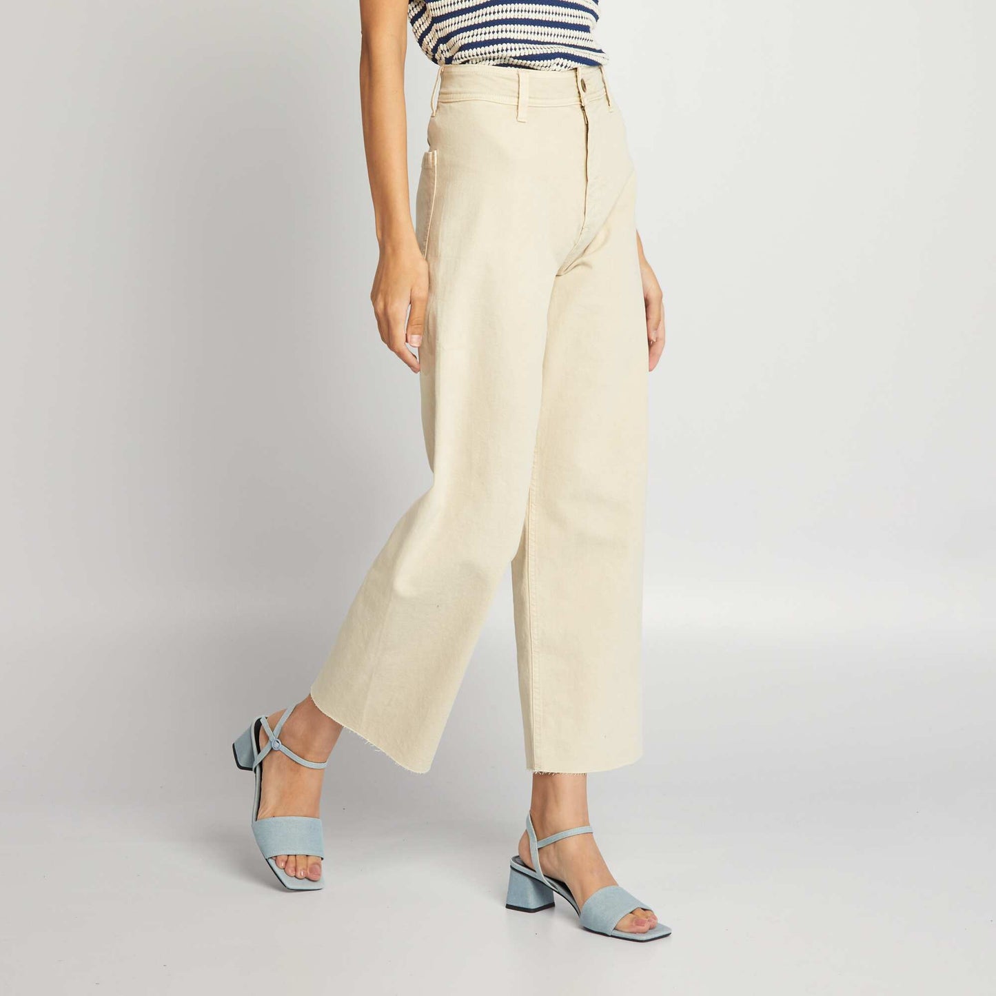 High-waist wide-leg jeans BEIGE