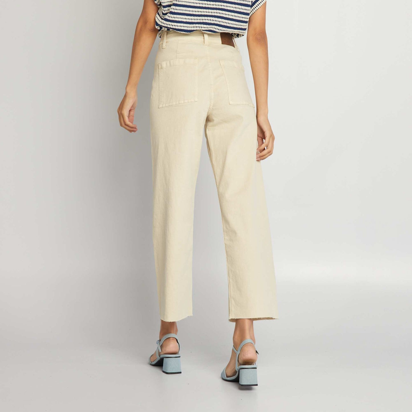 High-waist wide-leg jeans BEIGE