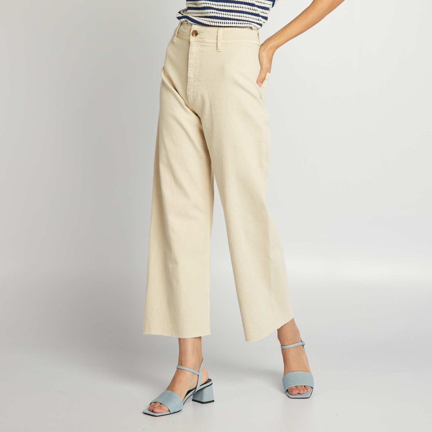 High-waist wide-leg jeans BEIGE