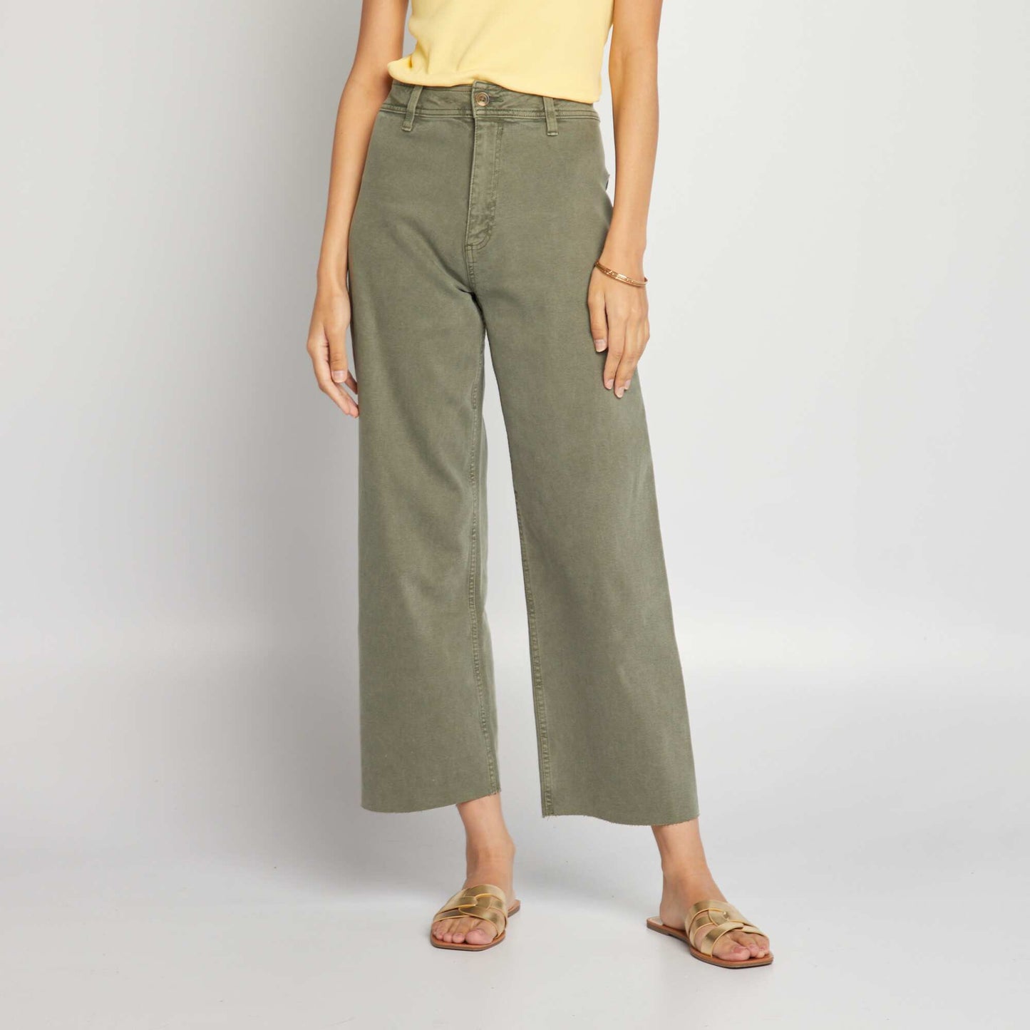 High-waist wide-leg jeans GREEN