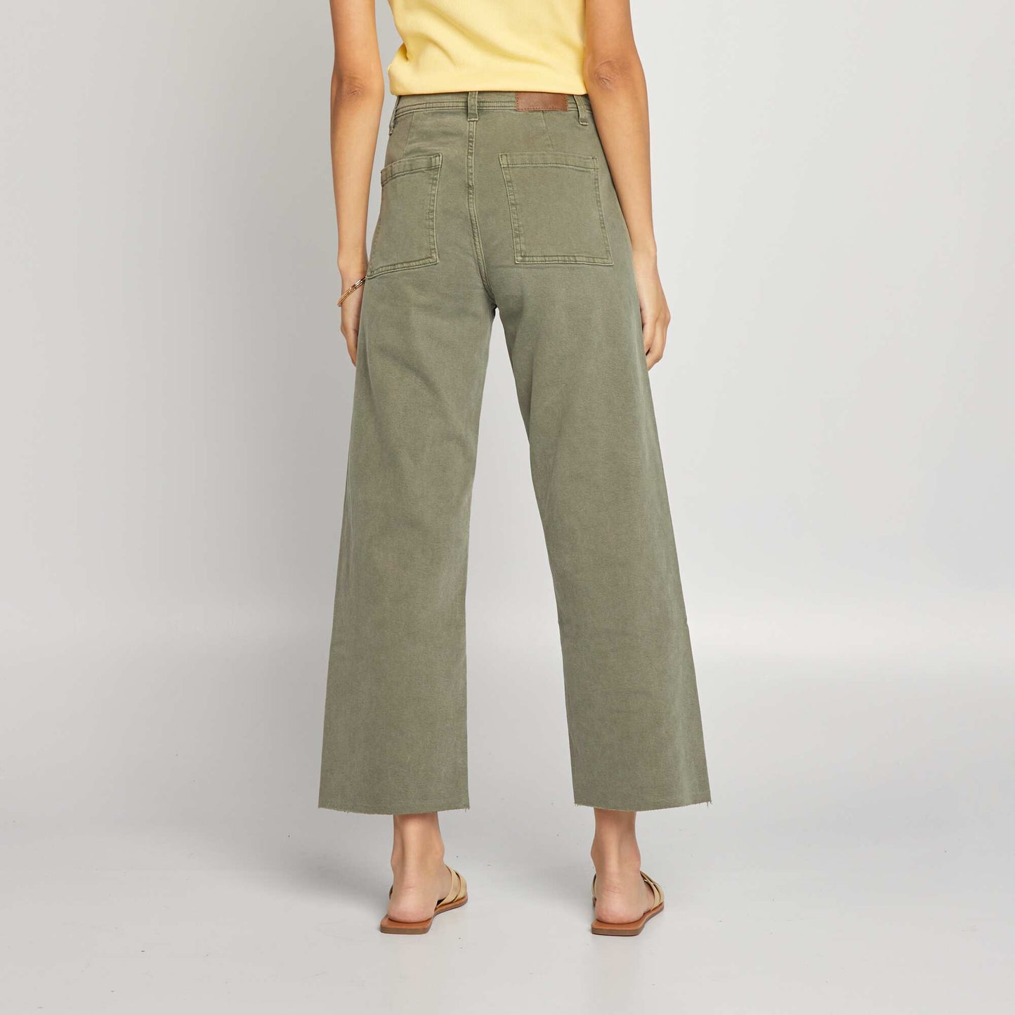 High-waist wide-leg jeans GREEN