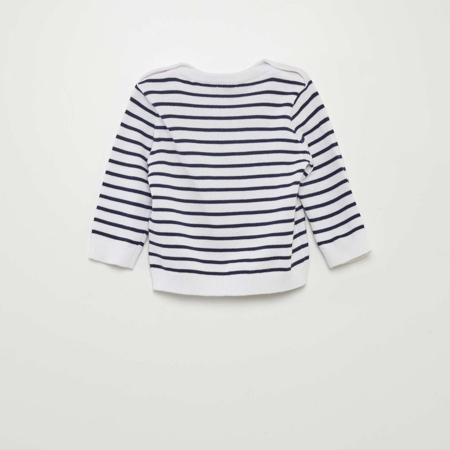 Striped fine-knit sweater WHITE