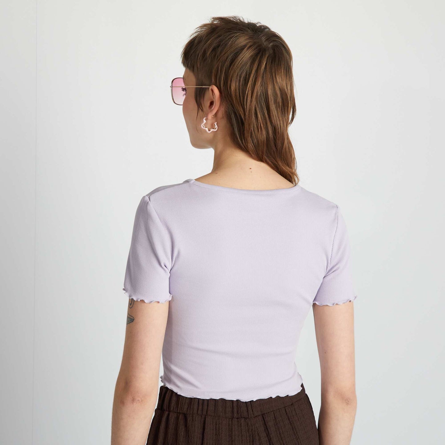 Crop top with scalloped edging PINK