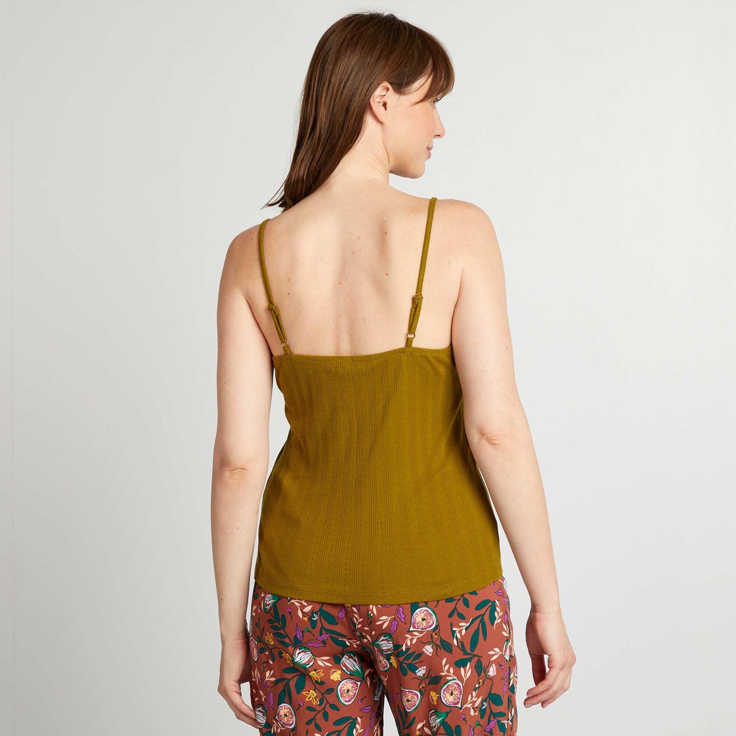 Pointelle knit pyjama vest top GREEN