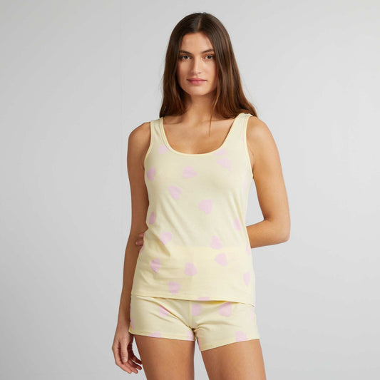 Vest top + shorts pyjama set - 2-piece set YELLOW