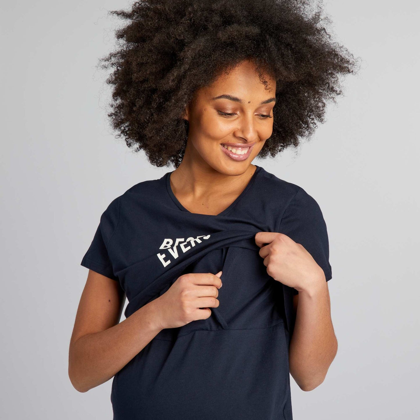 Nursing nightshirt with lettering BLUE