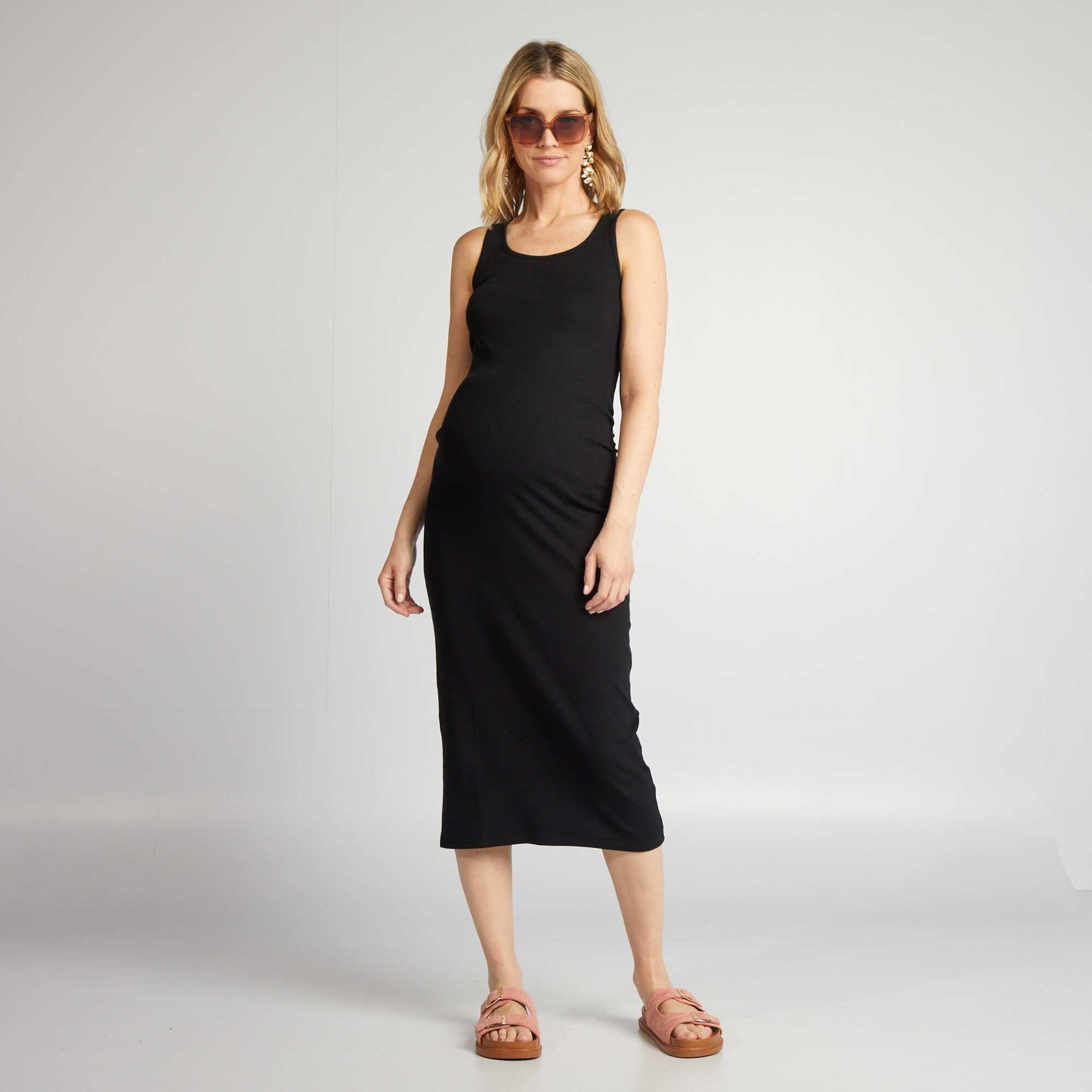 Ribbed maternity dress black