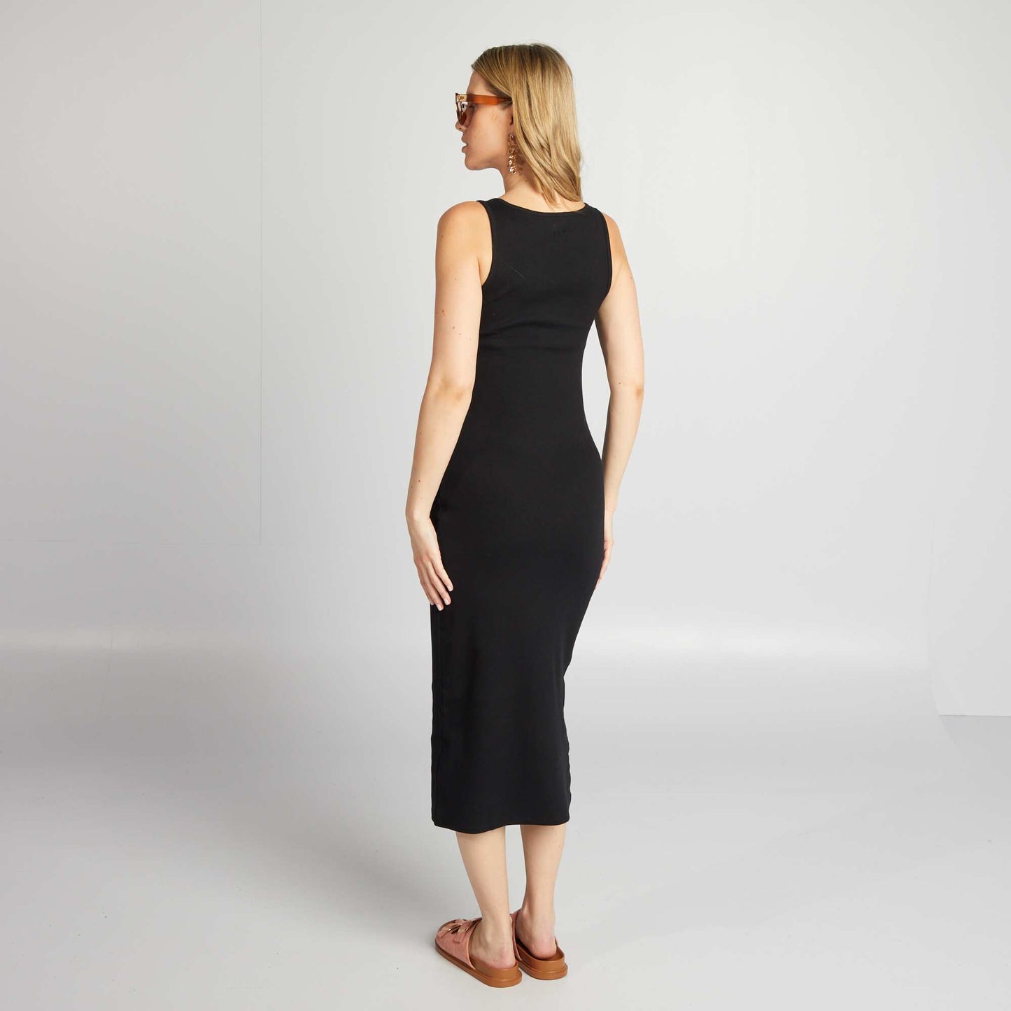 Ribbed maternity dress black