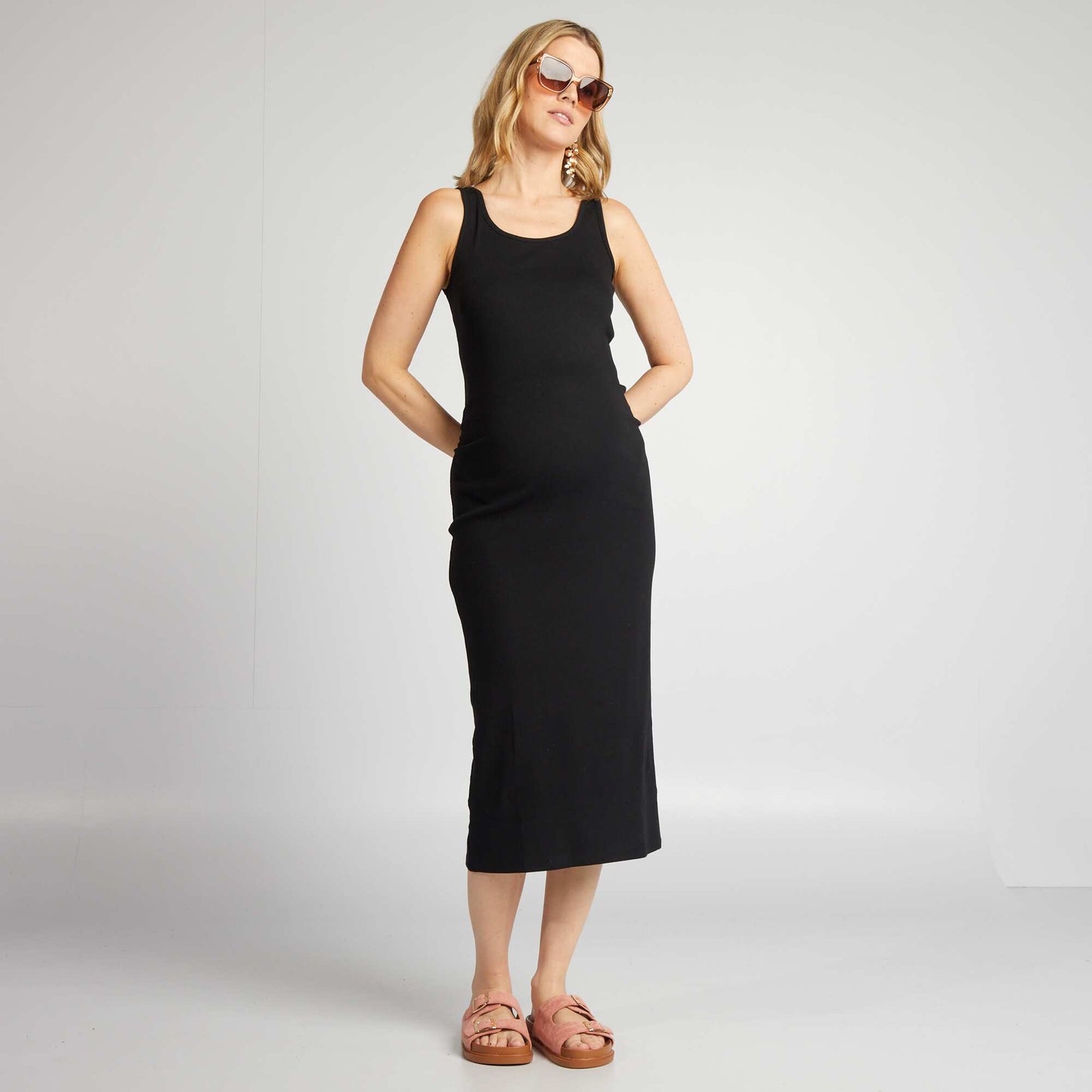 Ribbed maternity dress black