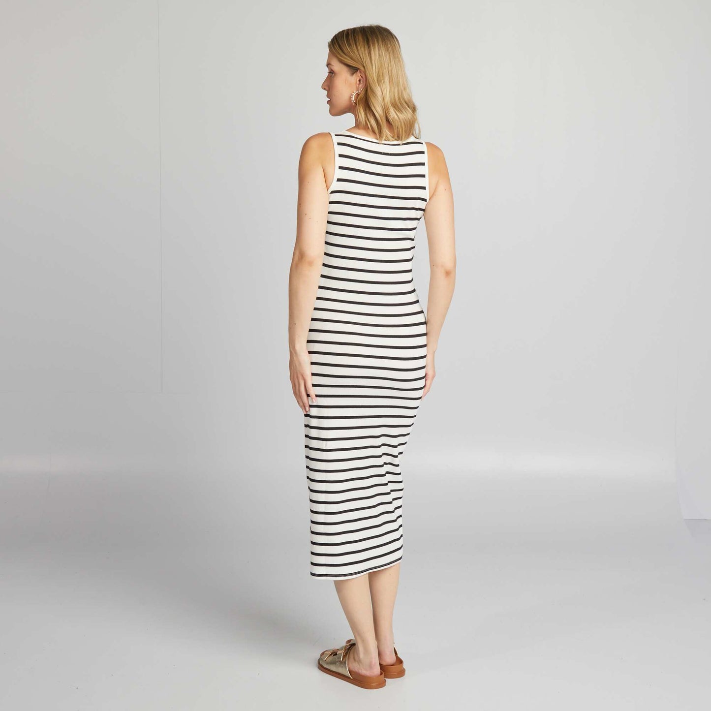 Ribbed maternity dress WHITE