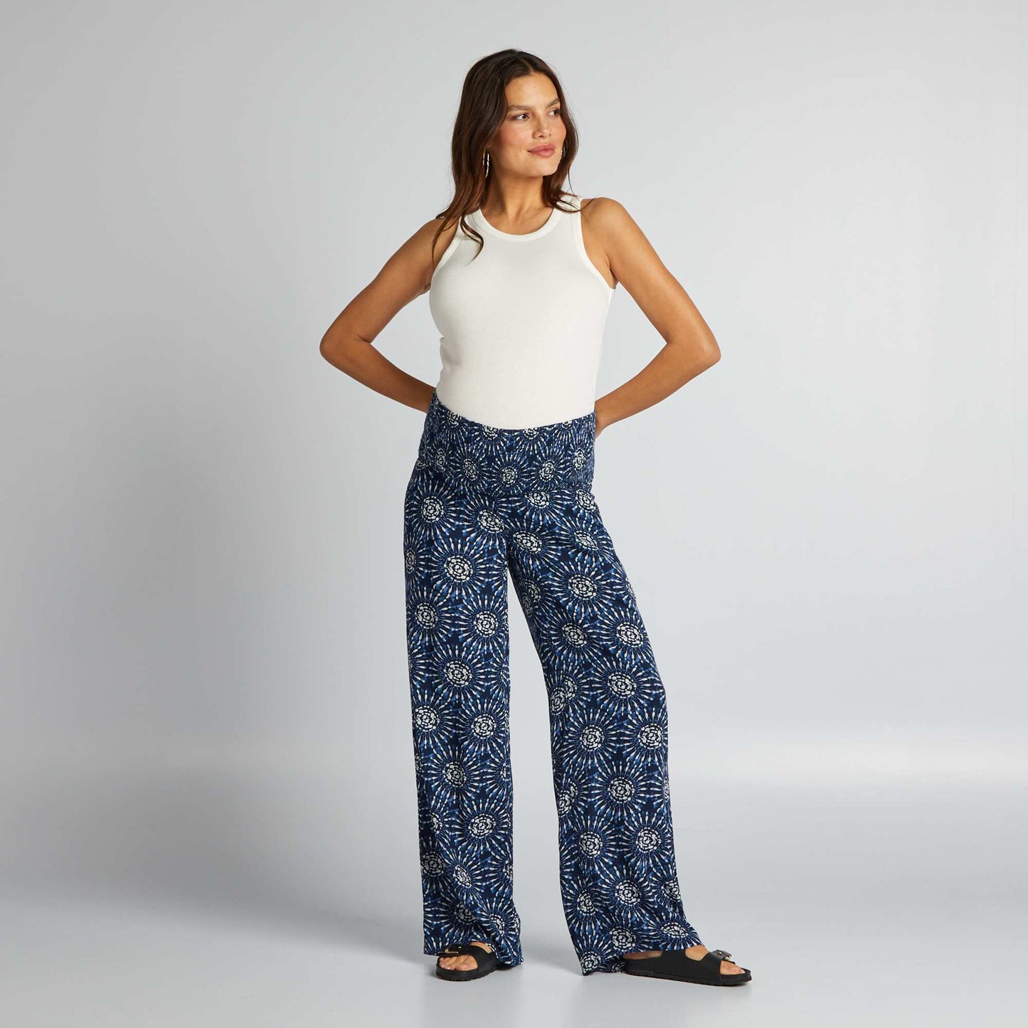 Maternity trousers with elasticated hem BLUE