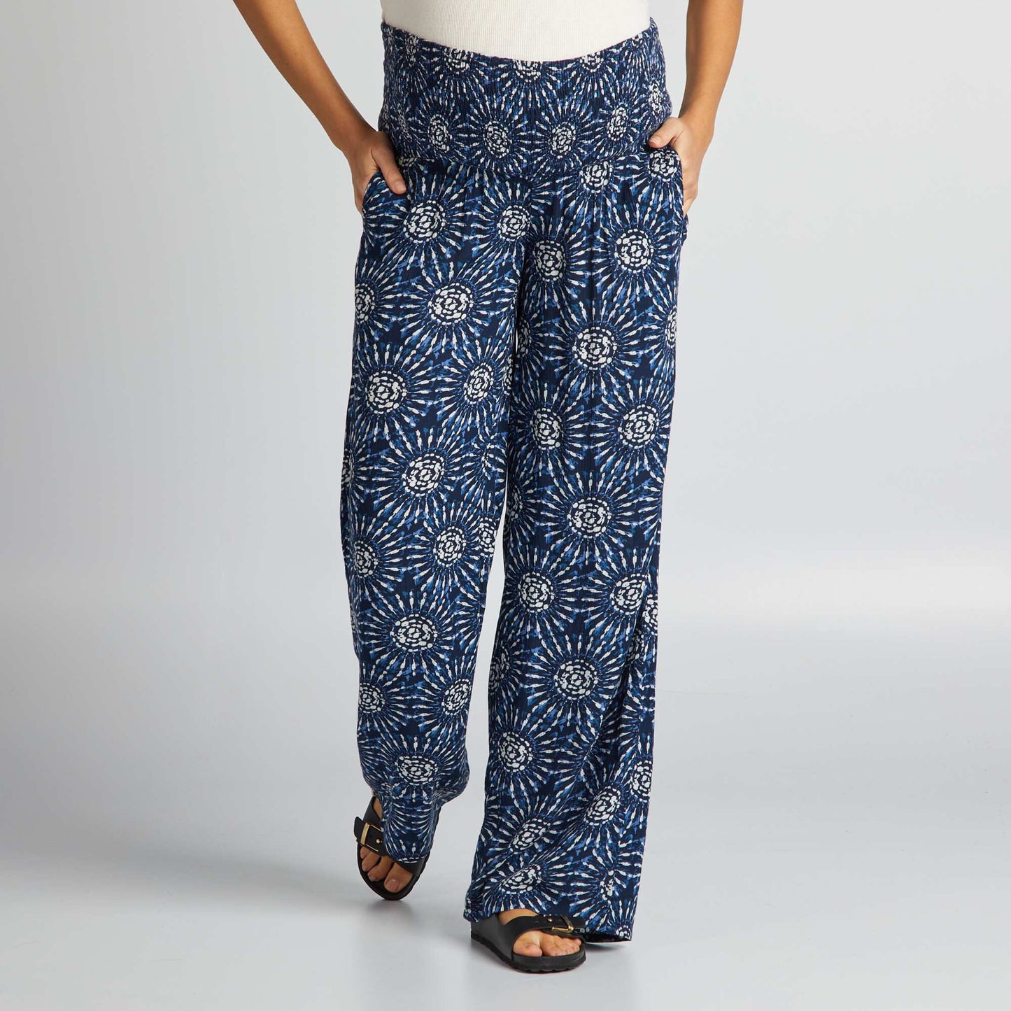 Maternity trousers with elasticated hem BLUE