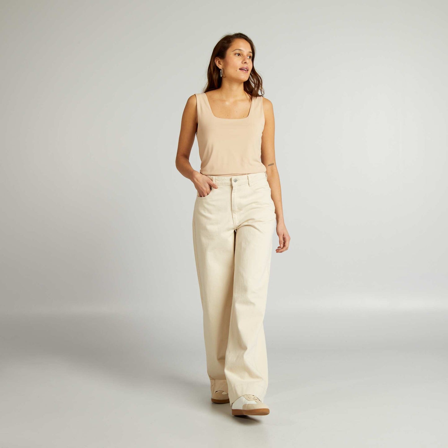 Wide-leg jeans BEIGE