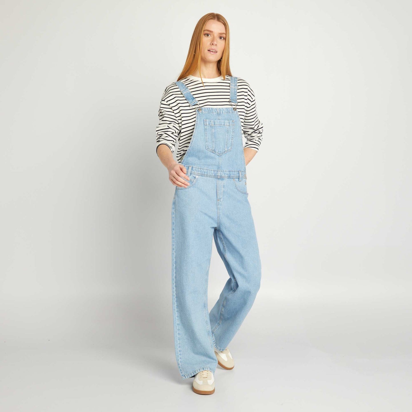 Wide-leg denim dungarees BLUE