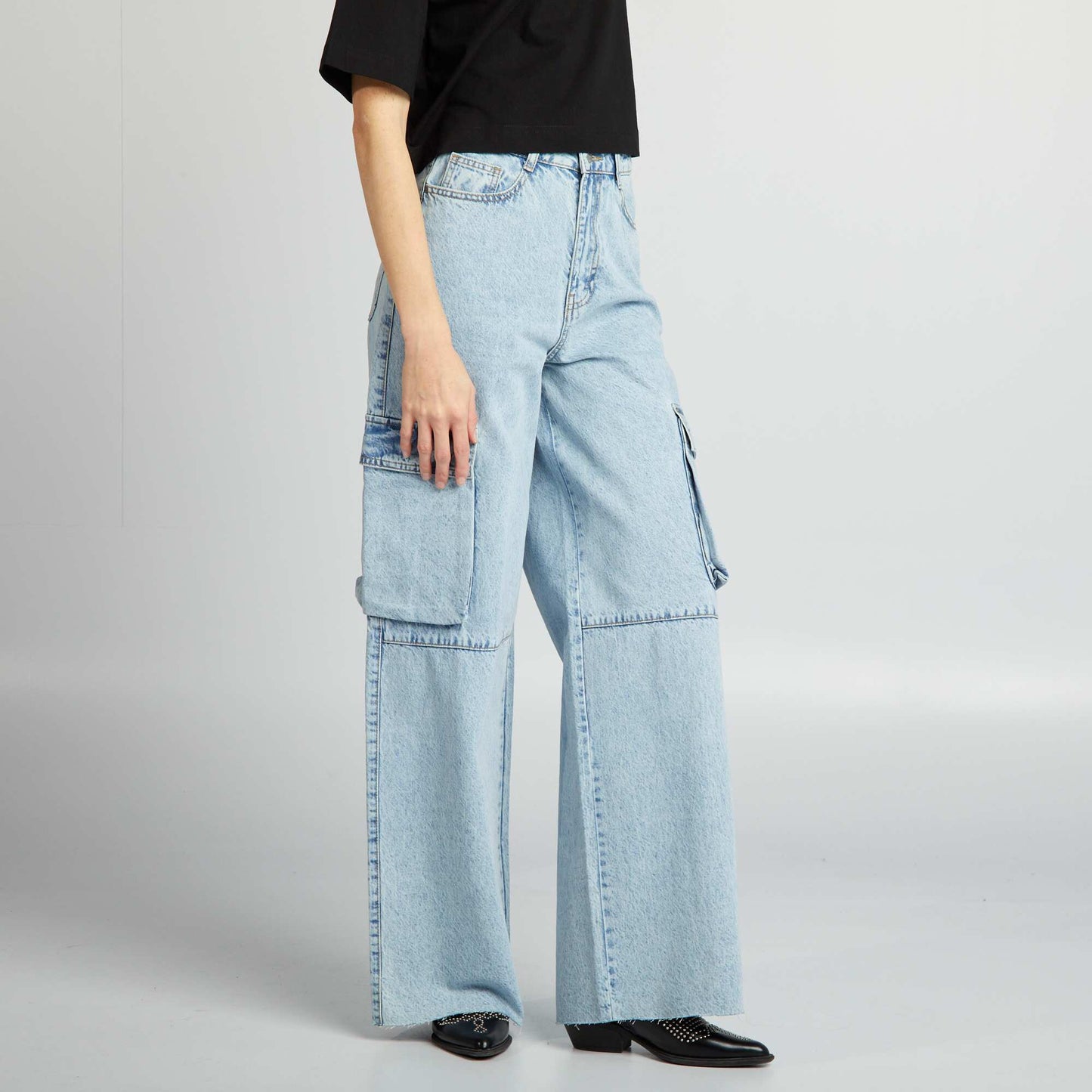 Wide-leg multi-pocket jeans BLUE