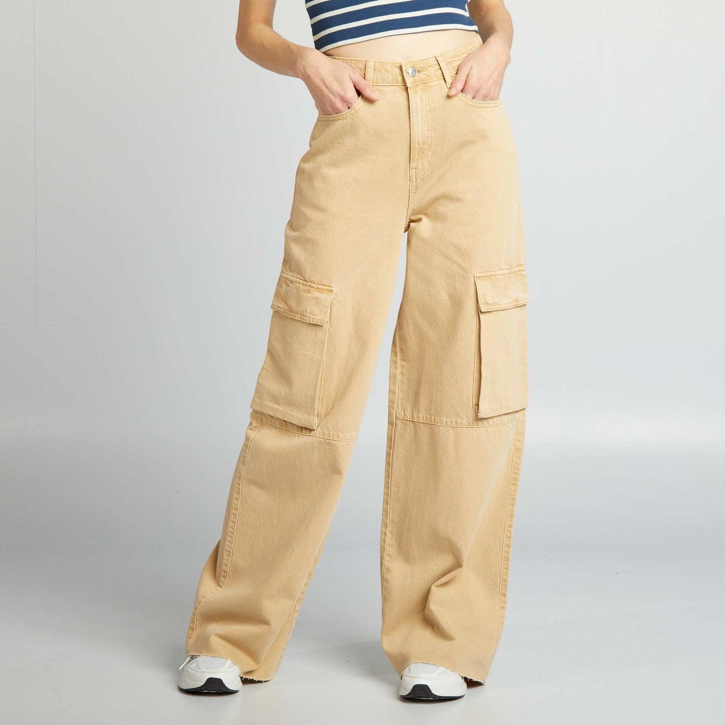 Wide-leg multi-pocket jeans BEIGE