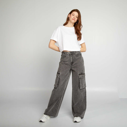 Wide-leg multi-pocket jeans GREY