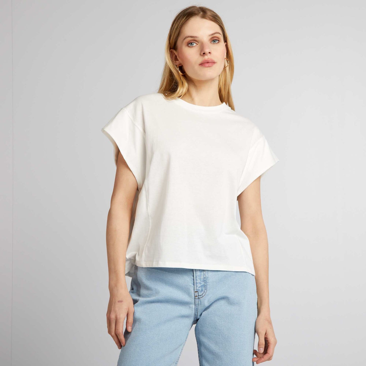 T-shirt with extra short sleeves WHITE