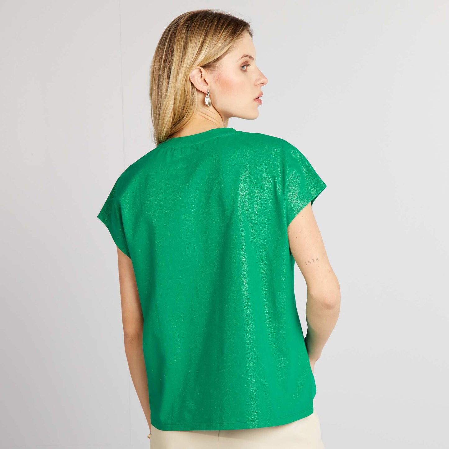 Glittery jersey T-shirt GREEN