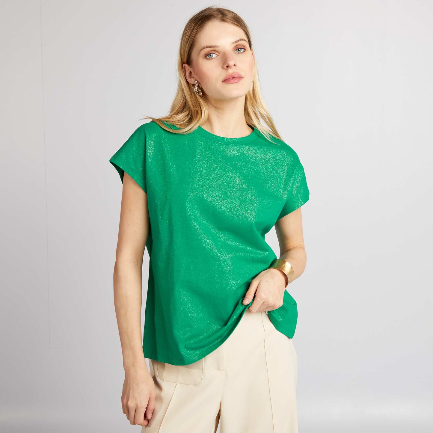 Glittery jersey T-shirt GREEN