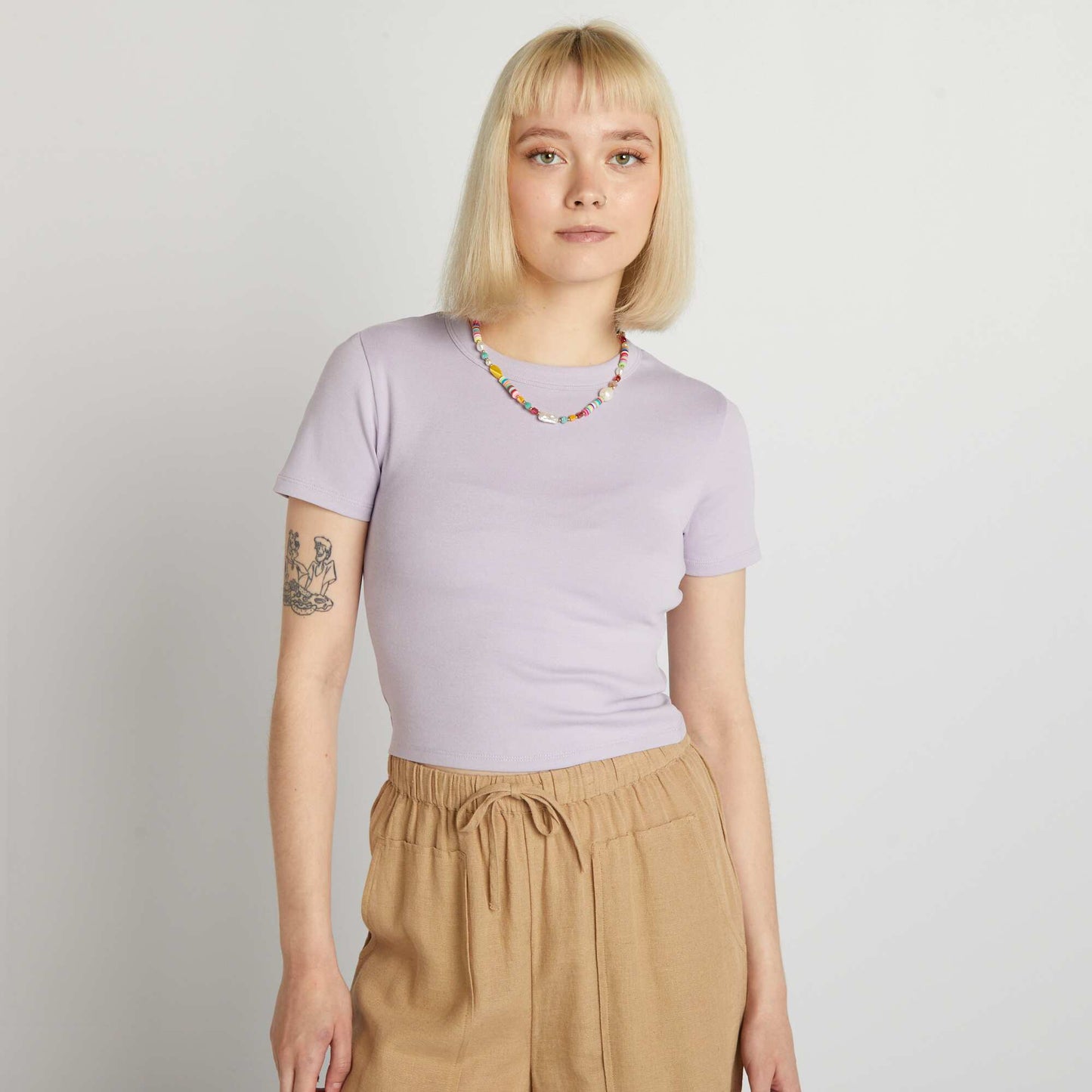 Short-sleeved cropped T-shirt PINK