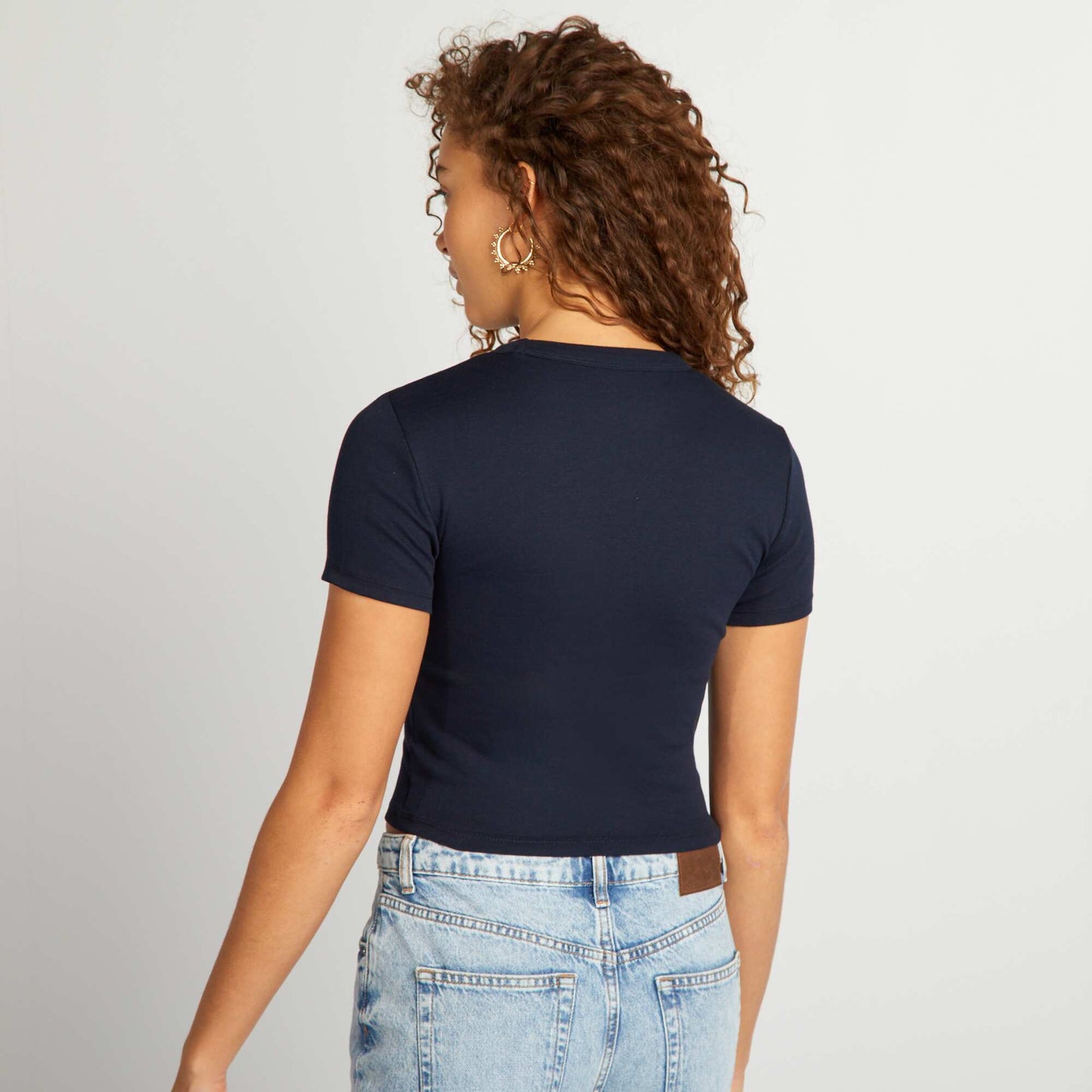 Short-sleeved cropped T-shirt blue