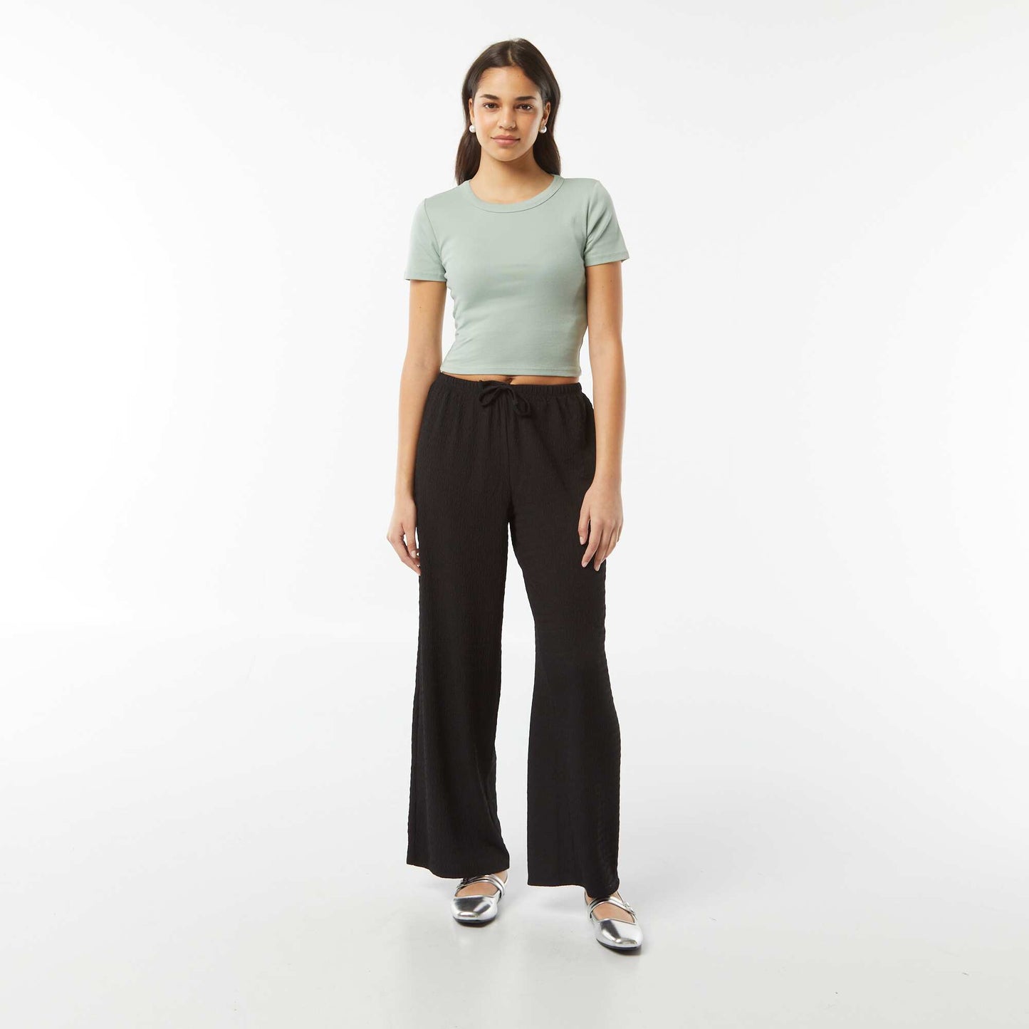 Short-sleeved cropped T-shirt GREEN