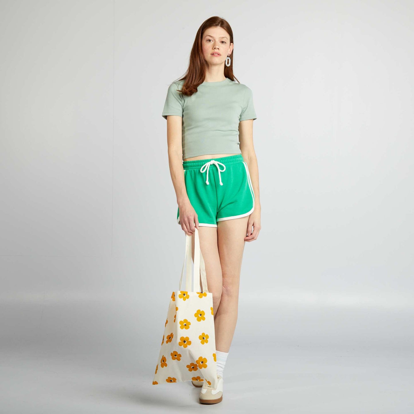 Short-sleeved cropped T-shirt GREEN