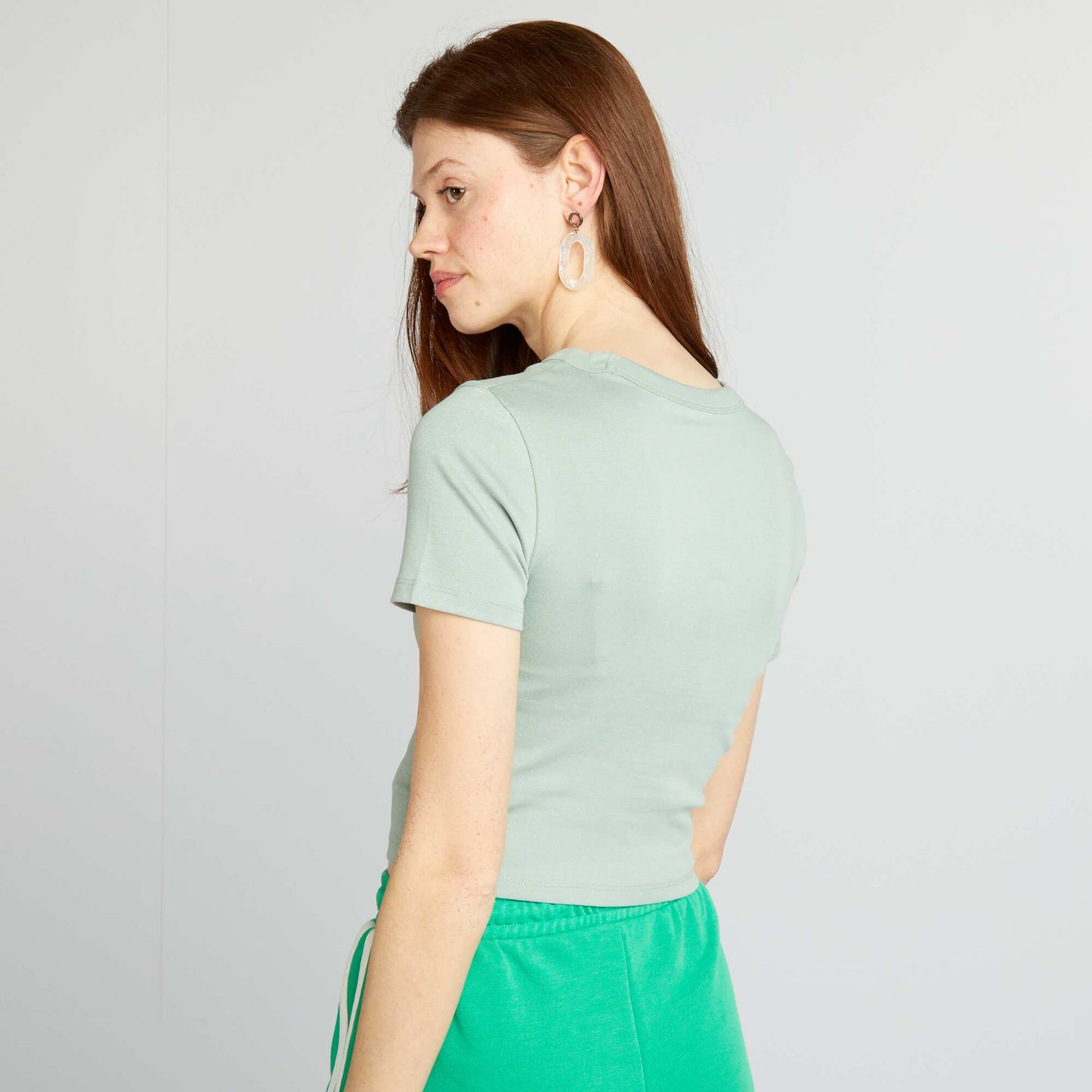 Short-sleeved cropped T-shirt GREEN