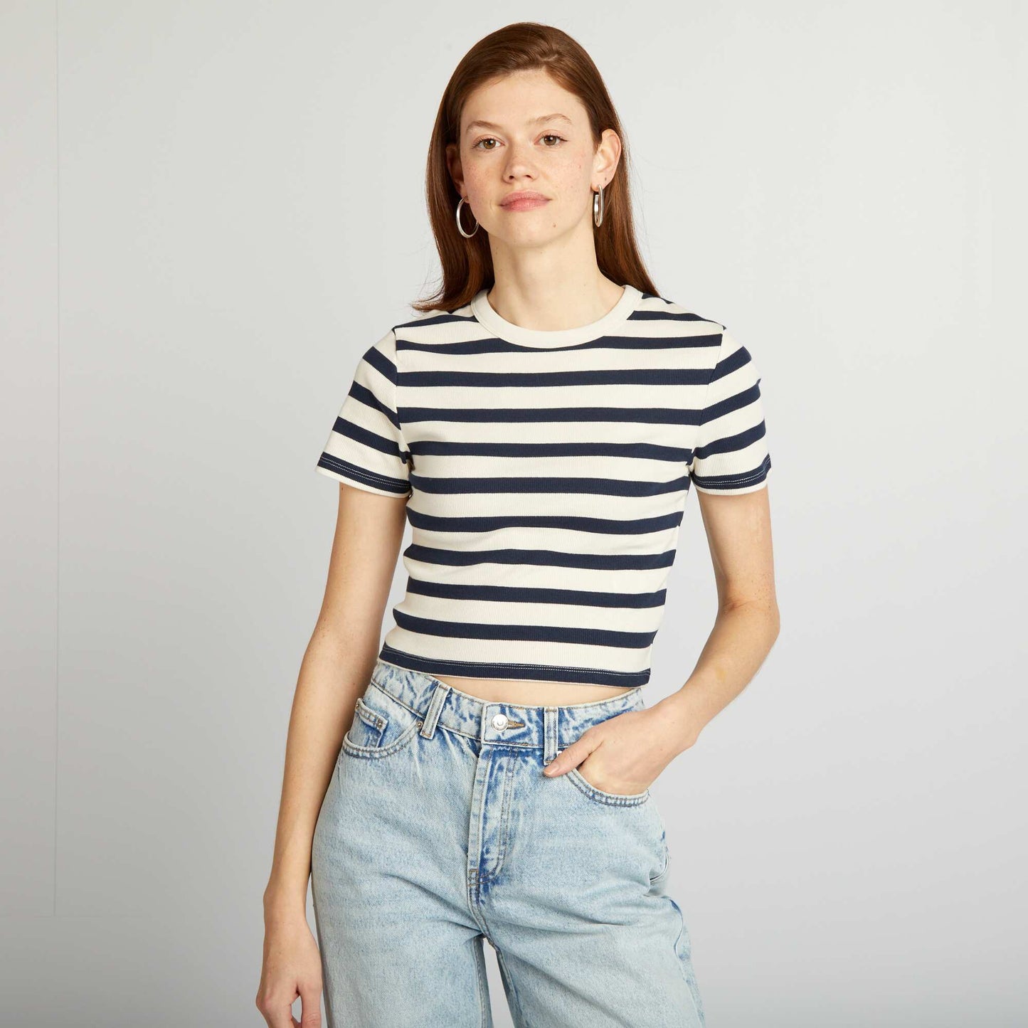 Breton cropped T-shirt BEIGE