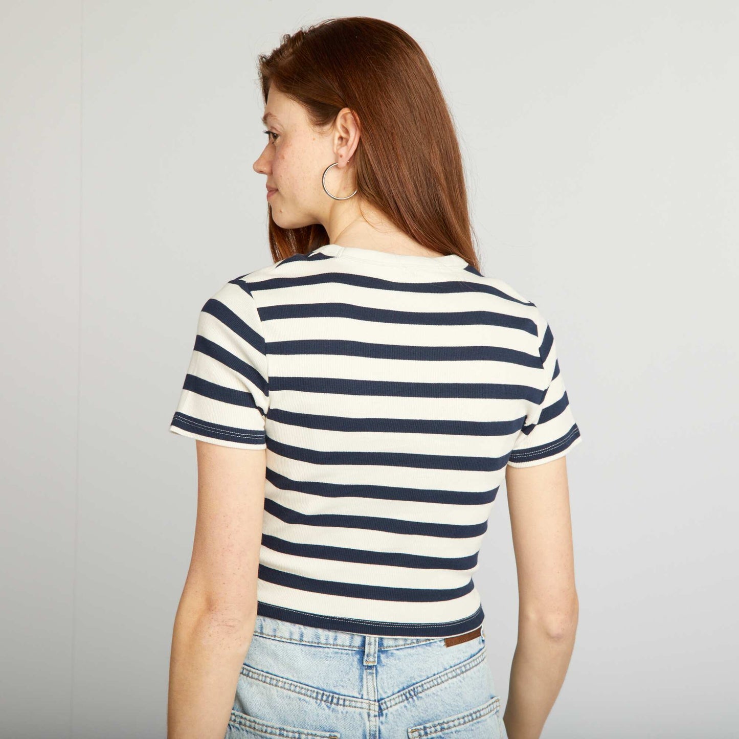 Breton cropped T-shirt BEIGE